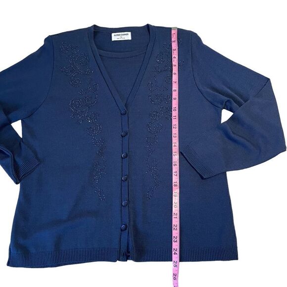 Vintage Blue Alfred Dunner beaded twin set effect sweater size small - Picture 7 of 11